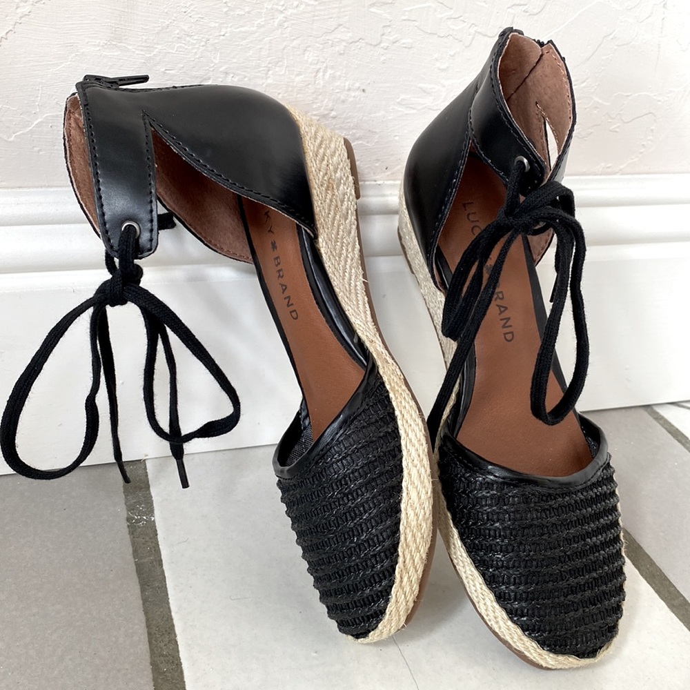 LUCKY BRAND NEW “TK-Talianna” Black Espadrille Sandal Size 4 1/2 M
